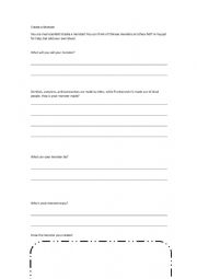 English Worksheet: Create a Monster Writing activity