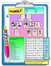 English Worksheet: FAMILY MEMBERS