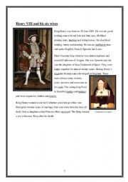 English Worksheet: Henry VIII and his six wives