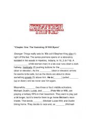 English Worksheet: Worksheet Questions and vocabulary Stanger Things episode 1 chapter 1 &2