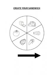 English Worksheet: SANDWICH SPINNER