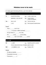 English Worksheet: Mistakes never to be made