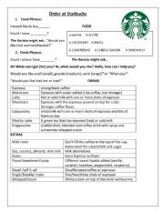 English Worksheet: Ordering at Starbucks Worksheet 