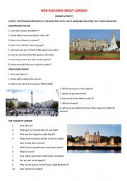 English Worksheet: Web research on London