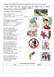 English Worksheet: The School Rules Song
