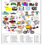 English Worksheet: TOYS AND GAMES    MATCHING  SET 2 OF 3