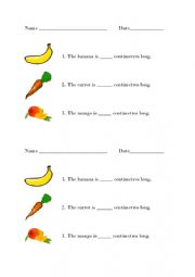 English Worksheet: Measuring fruit and vegetables