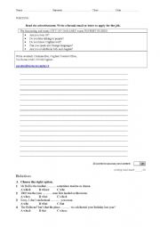 English Worksheet: Writing and Grammar Test