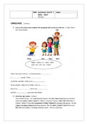 English Worksheet: mid term test N1   7th form ( tunisian pupils )