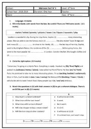 English Worksheet: Mid-term Test 1 8th grade