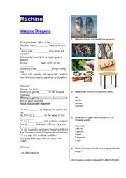 English Worksheet: Machine, by Imagine Dragons