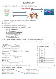 English Worksheet: Little mermaid - Kiss the girl