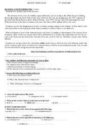 English Worksheet: 2nd year exam