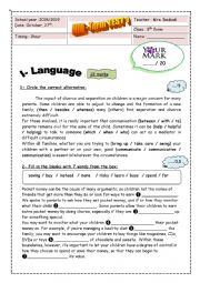 English Worksheet: 9th form mid-term test n1