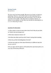 English Worksheet: Boring Friends Discussion Sheet
