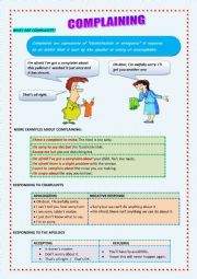 English Worksheet: WAYS OF MAKING AND RESPONDING TO COMPLAINTS