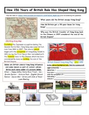 English Worksheet: How 156 Year of British Rule Has Shaped Hong Kong China