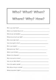 English Worksheet: Wh-Question word Print. 
