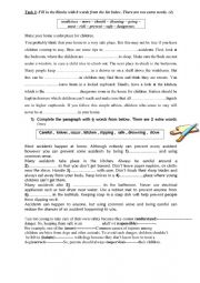 English Worksheet: language tasks about safety