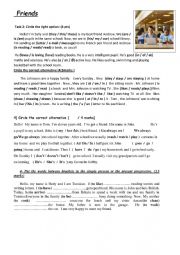 English Worksheet: language tasks about friends and routines