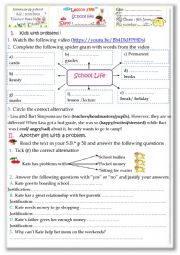 English Worksheet: school life