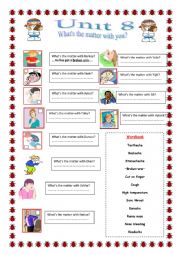 English Worksheet: ilnesses/What is the matter with you?