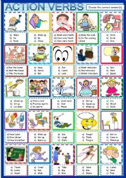 English Worksheet: Action verbs multiple choice