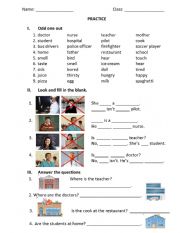 English Worksheet: review Job + places