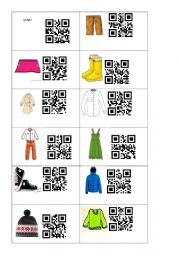 English Worksheet: Clothes - a a game with the use of QR codes