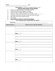 English Worksheet: Reading Partner Check for Understanding 