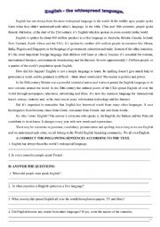 English Worksheet: The English Language