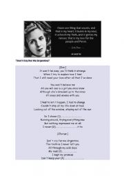 English Worksheet: Dont cry for me Argentina