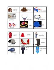 English Worksheet: clothes bingo