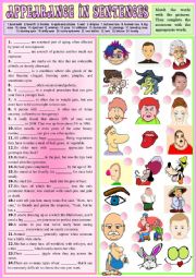 English Worksheet: Appearance in sentences.