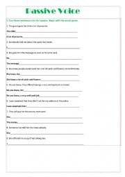 English Worksheet: Passive voice