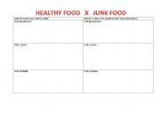 English Worksheet: healthy food x junk food