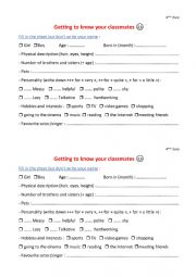 English Worksheet: Ice breaker: getting to know you