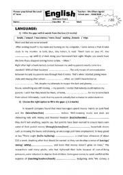English Worksheet: mid-term test 1 9th form  