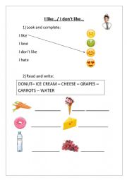 English Worksheet: Food I like/ I dont like