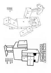 English Worksheet: Minecraft Colour by Number