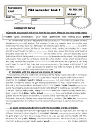 English Worksheet: mid term test 1