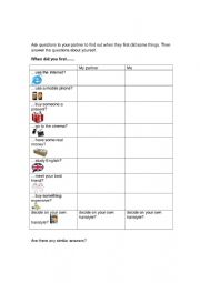 English Worksheet: When did you first...?