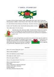 English Worksheet: Saint Davids Day