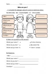 Where are you from? worksheets