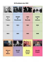 English Worksheet: US Presidents since 1945