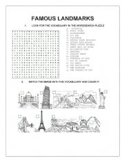 English Worksheet: FAMOUS LANDMARKS 