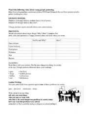 English Worksheet: students march on the mall