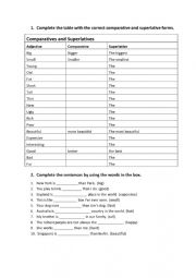 Comparatives superlative (Practicing Worksheet)