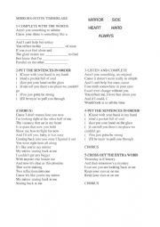 English Worksheet: Song Mirrors by Justin Timberlake