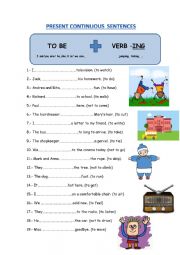 English Worksheet: Present Continuous for Primary students